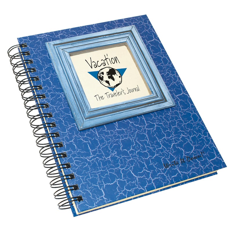 Write it Down series by Journals Unlimited, Guided Journal, Vacation, The Traveler's Journal, Full-size 7.5"x 9", Blue Hard Cover, Made in USA - Image 2